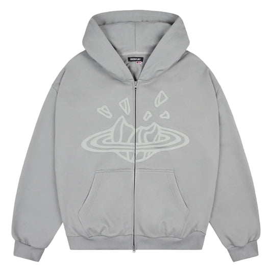 Broken Planet Zip Up Hoodie Gunmental Grey
