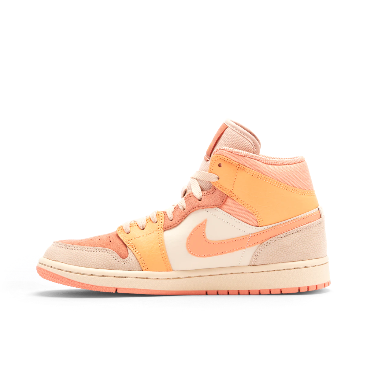 Jordan 1 Mid Apricot Orange (W) by Jordan's in Shoes. Available at KershKicks for £150.00. A must-have for fans of Jordan's looking to elevate their style with this Shoes.
