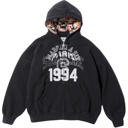 SUPREME/MM6 MAISON MARGIELA ZIP UP HOODED SWEATSHIRT BLACK