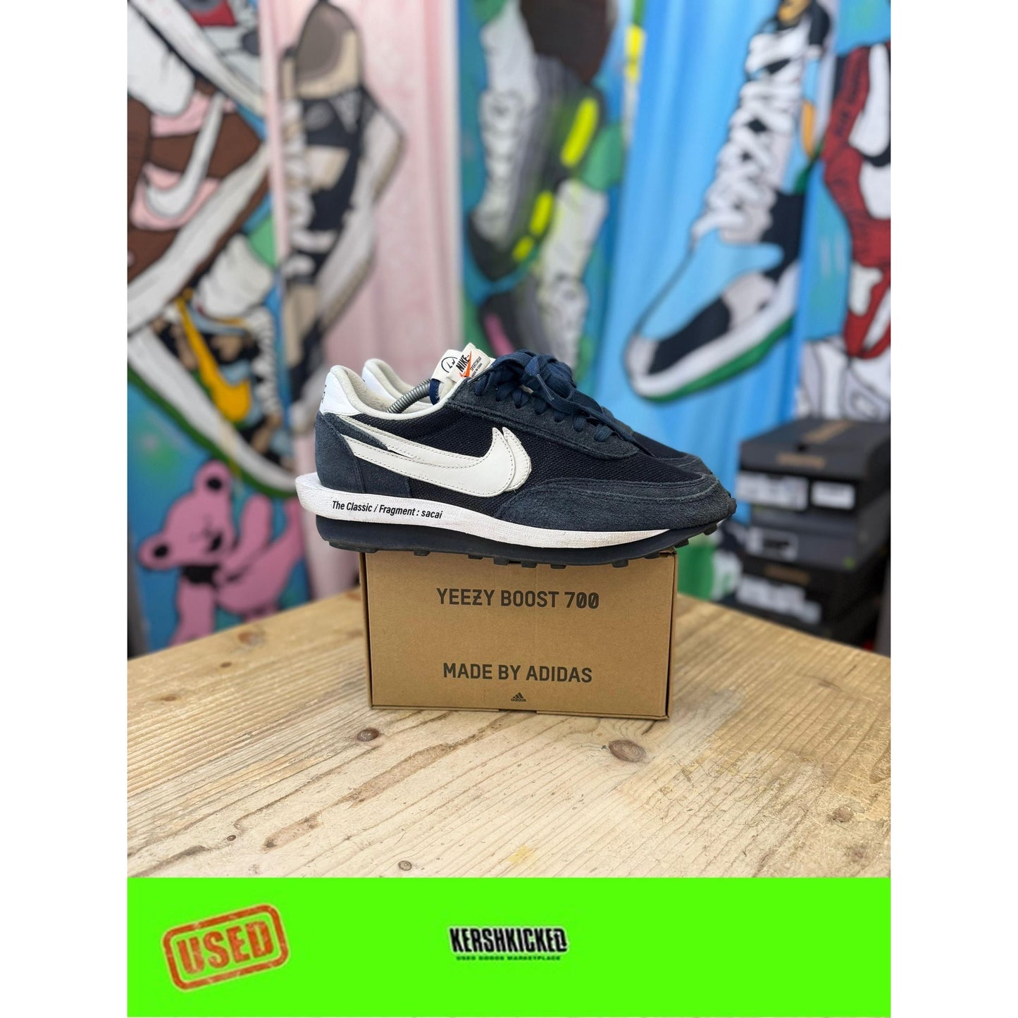 Nike Sacai x Fragment LDWaffle Blue Void UK9.5
