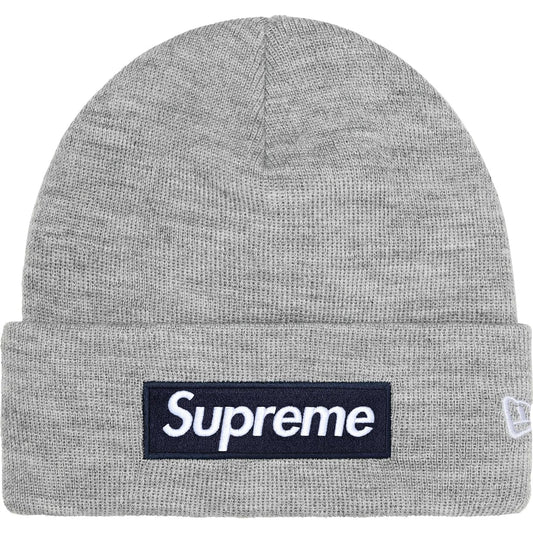Supreme New Era Box Logo Beanie Heather Grey