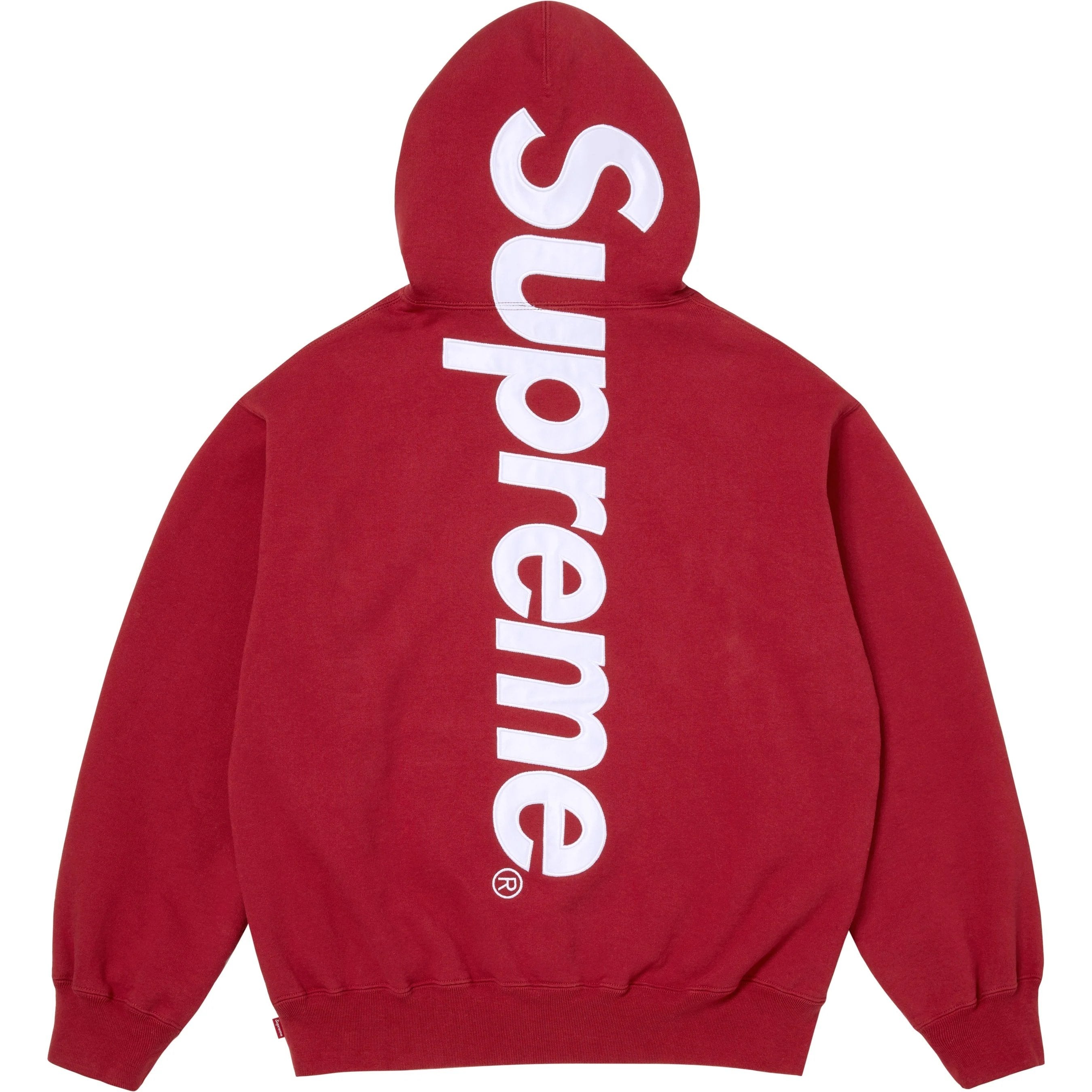 SATIN APPLIQUÉ HOODED SWEATSHIRT DARK RED | Supreme | KershKicks
