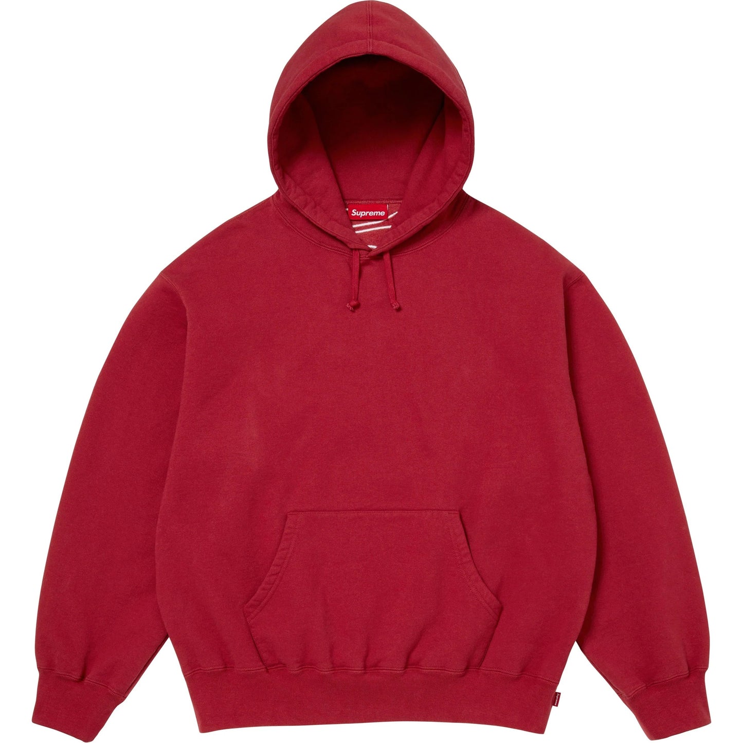 SATIN APPLIQUÉ HOODED SWEATSHIRT DARK RED