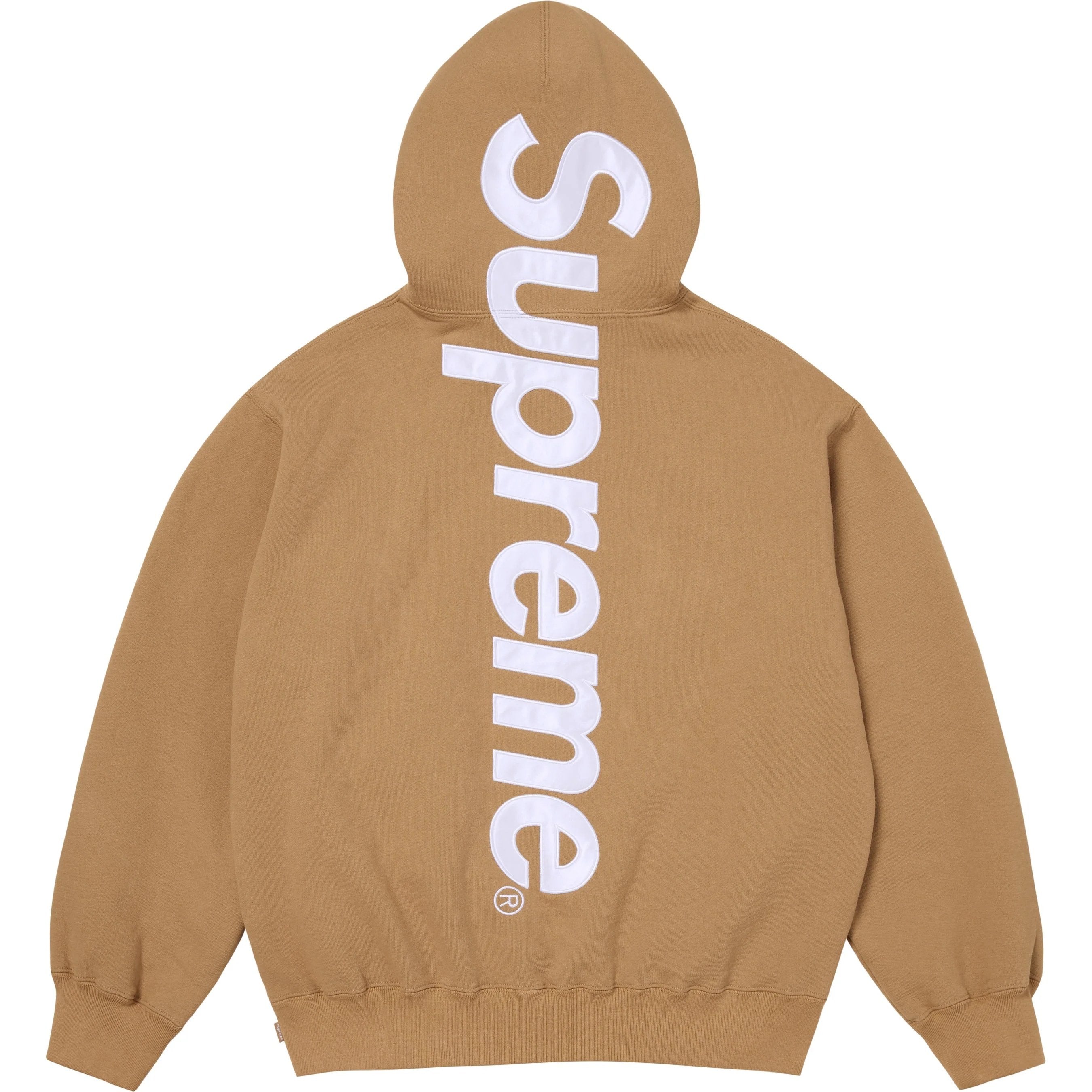 SATIN APPLIQUÉ HOODED SWEATSHIRT LIGHT TAN | Supreme | KershKicks