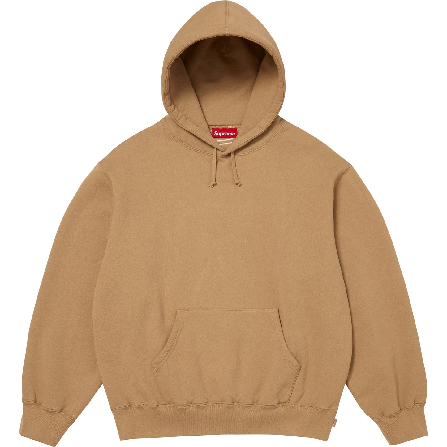 SATIN APPLIQUÉ HOODED SWEATSHIRT LIGHT TAN