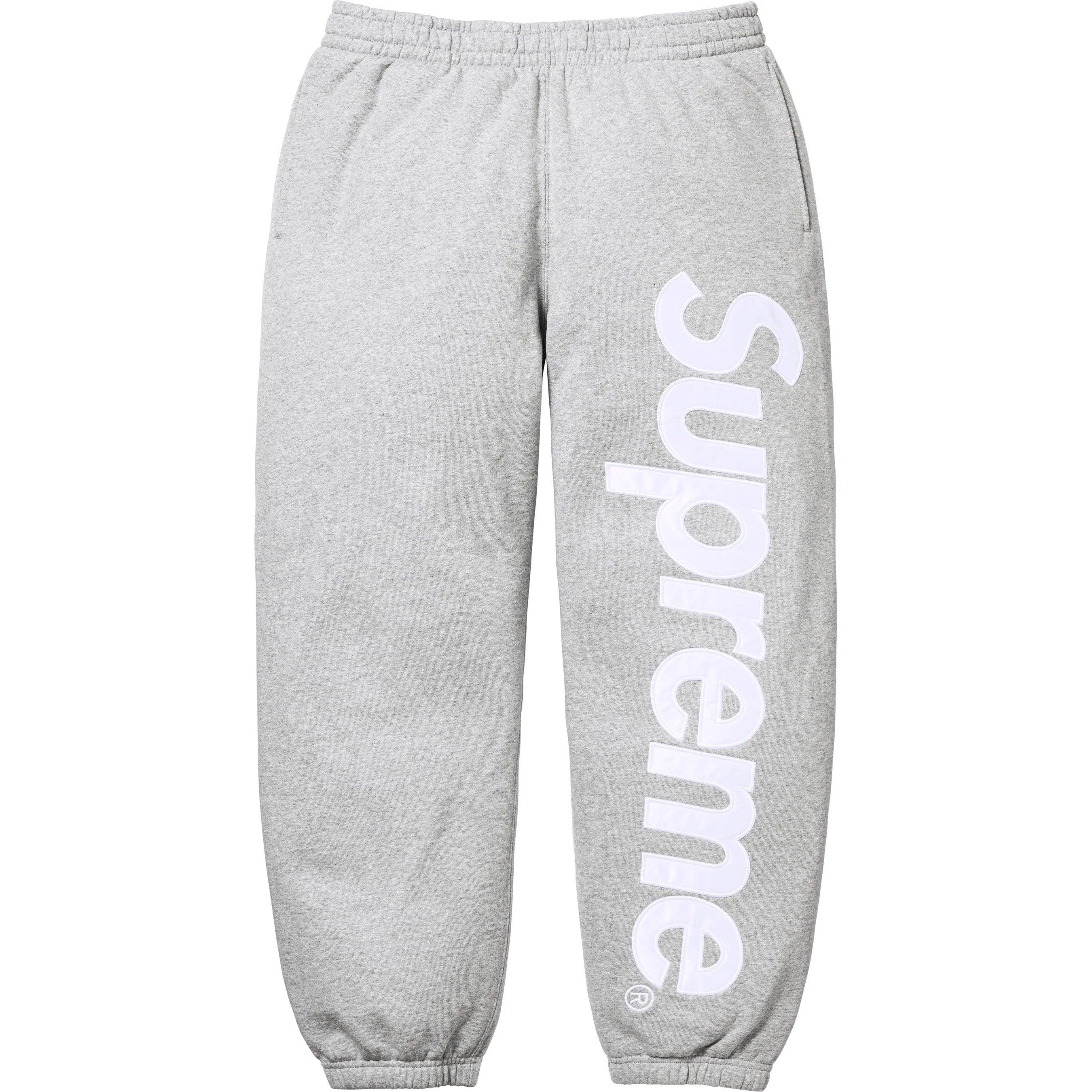 Supreme Satin Appliqué Sweatpant SUPREME SATIN APPLIQUÉ SWEATPANT HEATHER GREY | Supreme | KershKicks