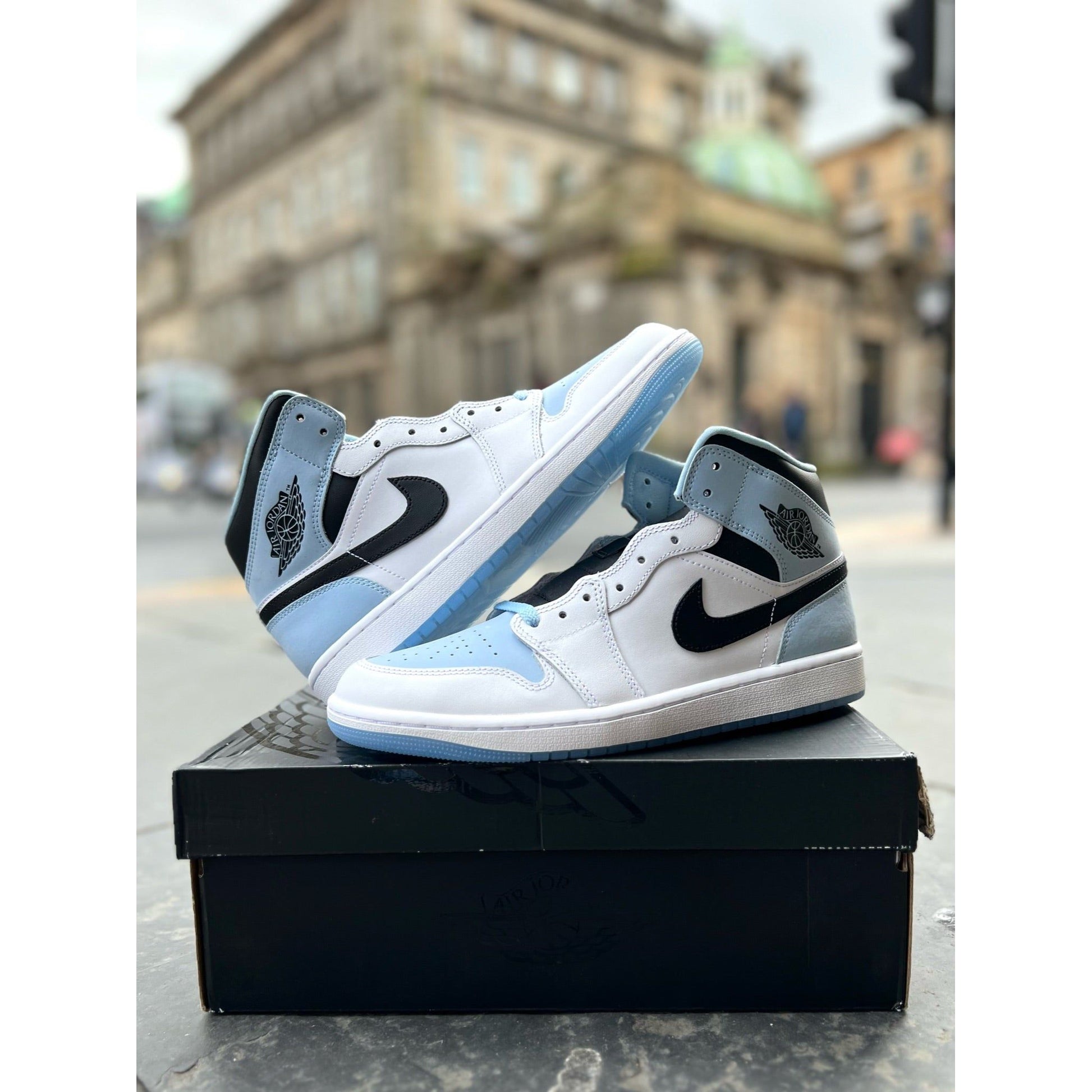 Jordan 1 Mid SE Ice Blue (2023) by Jordan's in Shoes. Available at KershKicks for £160.00. A must-have for fans of Jordan's looking to elevate their style with this Shoes.