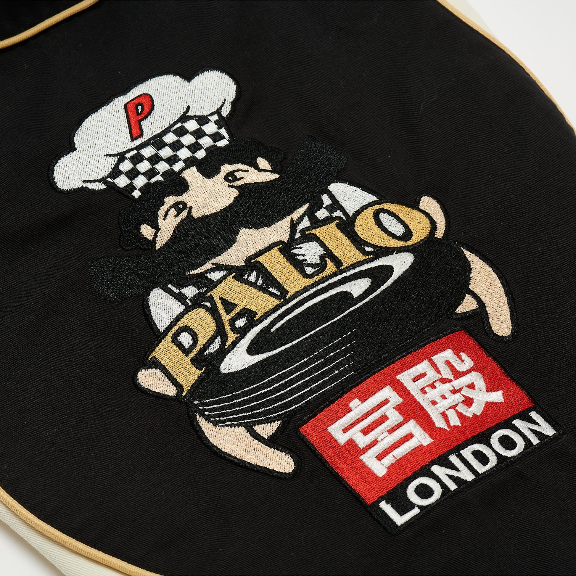 Palace Pasta Jacket Concrete Black by Palace in Uncategorized. Available at KershKicks for £450.00. A must-have for fans of Palace looking to elevate their style with this Jacket.
