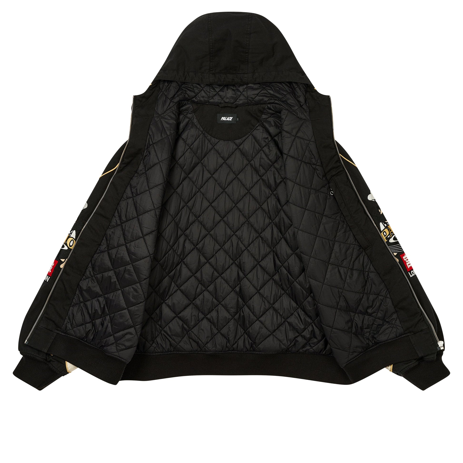Palace Pasta Jacket Concrete Black by Palace in Uncategorized. Available at KershKicks for £450.00. A must-have for fans of Palace looking to elevate their style with this Jacket.