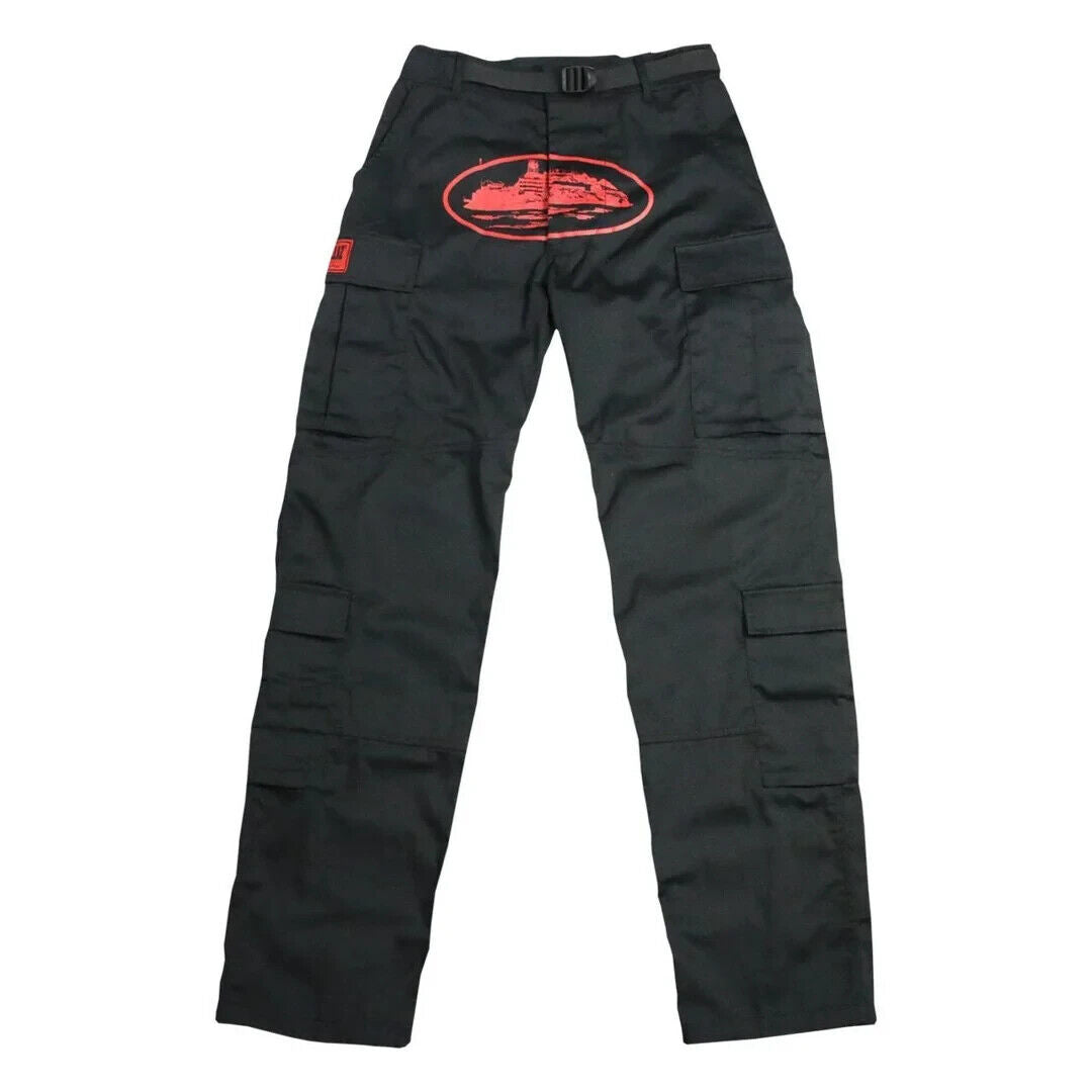 Corteiz Guerillaz Cargos Black Red by Corteiz from £195.00