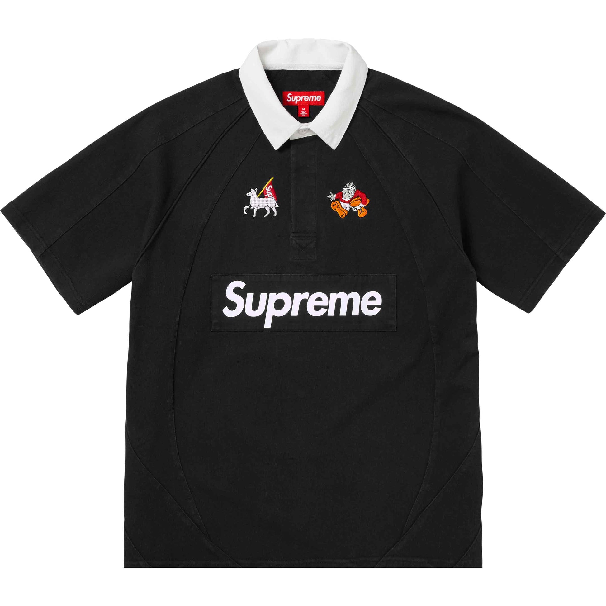 Supreme S/S Rugby Black by Supreme in . Available at KershKicks for £225.00. A must-have for fans of Supreme looking to elevate their style with this T-Shirt.