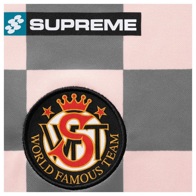 ウェア Supreme Checkerboard Soccer Jersey Pink Supreme Checkerboard Soccer Jersey Pink | Supreme | KershKicks