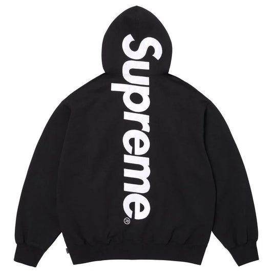 Supreme SS26 Satin Appliqué Hooded Sweatshirt Black
