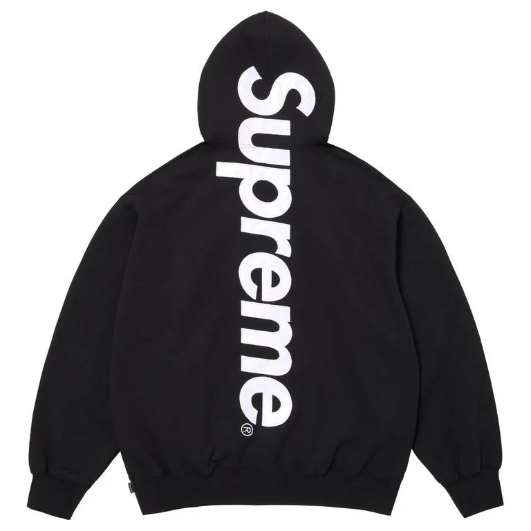 トップス Supreme State Hooded Sweatshirt Black Supreme SS26 Satin Appliqué Hooded Sweatshirt Black | Supreme