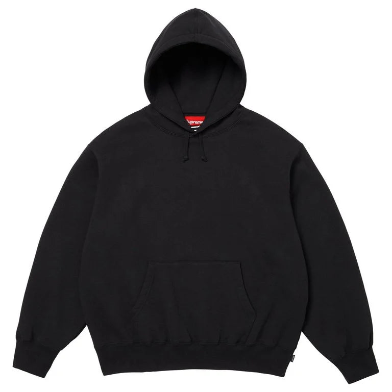 Supreme SS26 Satin Appliqué Hooded Sweatshirt Black