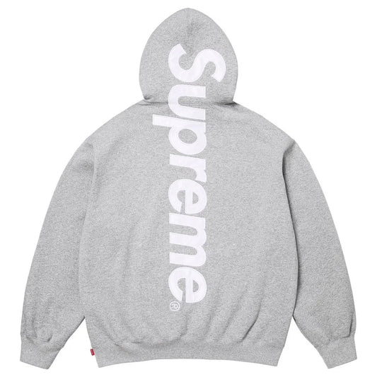 Supreme Satin Appliqué Hooded Sweatshirt Heather Grey SS26