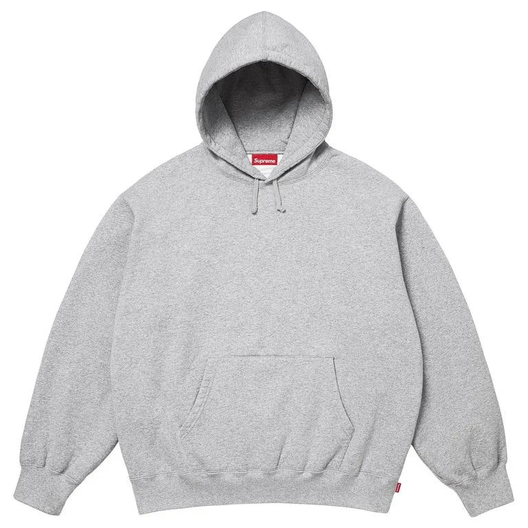 Supreme Satin Appliqué Hooded Sweatshirt Heather Grey SS26