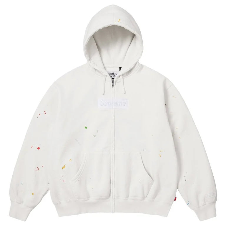 Supreme MM6 Maison Margiela Box Logo Zip Up Hooded Sweatshirt White