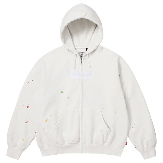 Supreme x MM6 Maison Margiela Box Logo Zip Up Hooded Sweatshirt White
