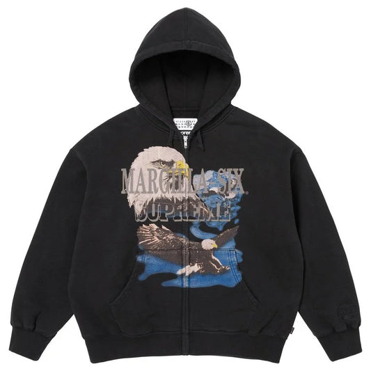 Supreme MM6 Maison Margiela Eagle Zip Up Hooded Sweatshirt Black