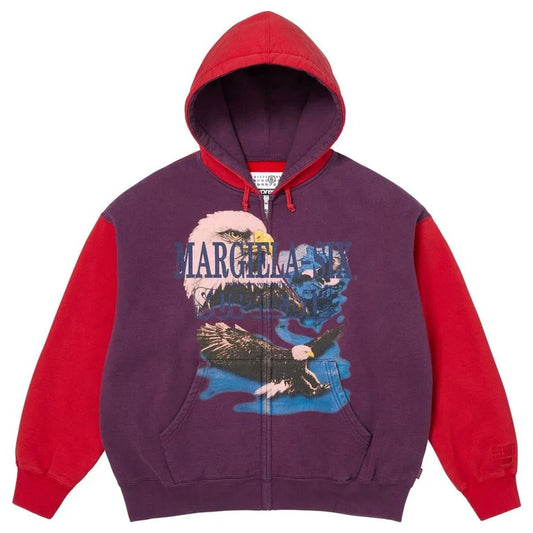Supreme MM6 Maison Margiela Eagle Zip Up Hooded Sweatshirt Red