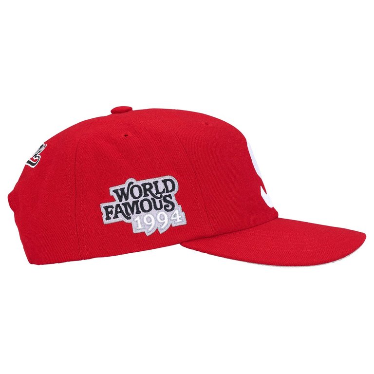 Supreme World Famous S Logo 6-Panel Hat Red