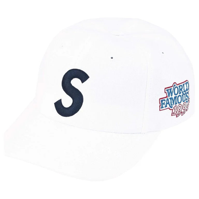 Supreme World Famous S Logo 6-Panel Hat White
