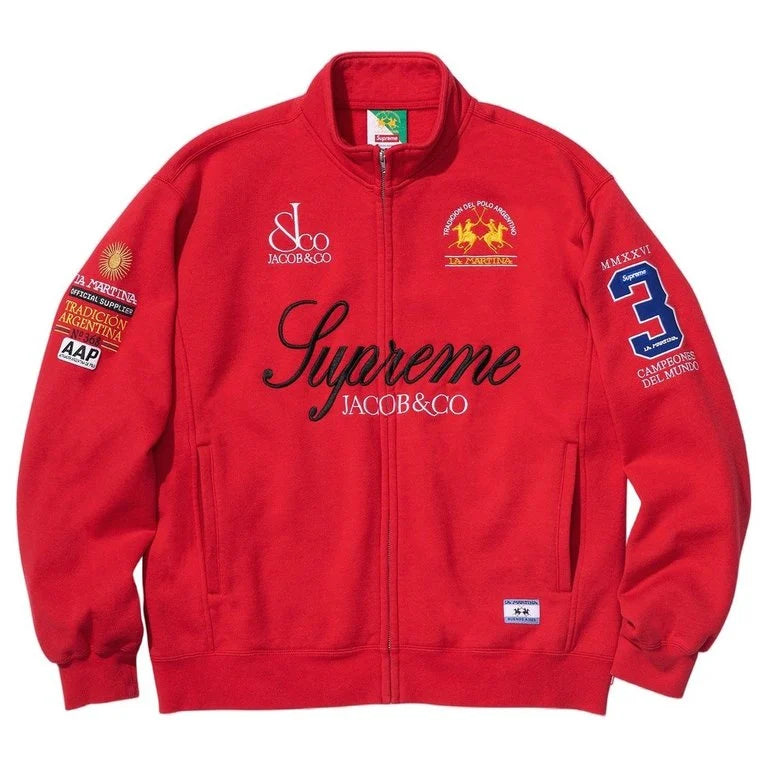 Supreme La Martina Jacob & Co Zip Up Sweatshirt Red