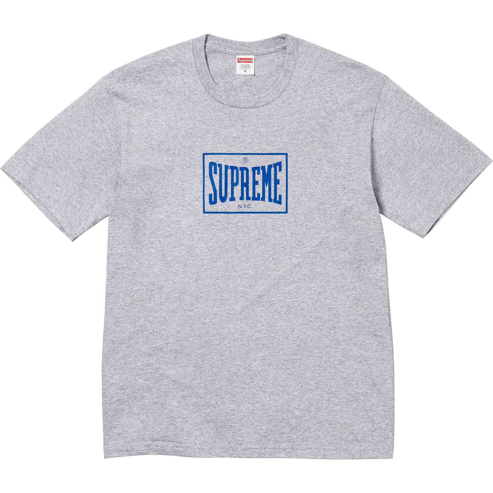 Supreme Warm Up Tee Grey by Supreme in . Available at KershKicks for £85.00. A must-have for fans of Supreme looking to elevate their style with this T-Shirt.