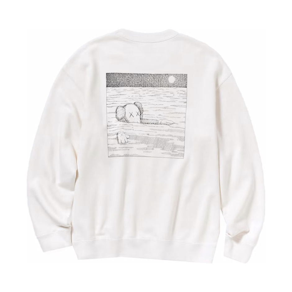 KAWS UT GRAPHIC SWEATSHIRT WHITE by Kaws in Clothing. Available at KershKicks for £75.00. A must-have for fans of Kaws looking to elevate their style with this Crewneck.