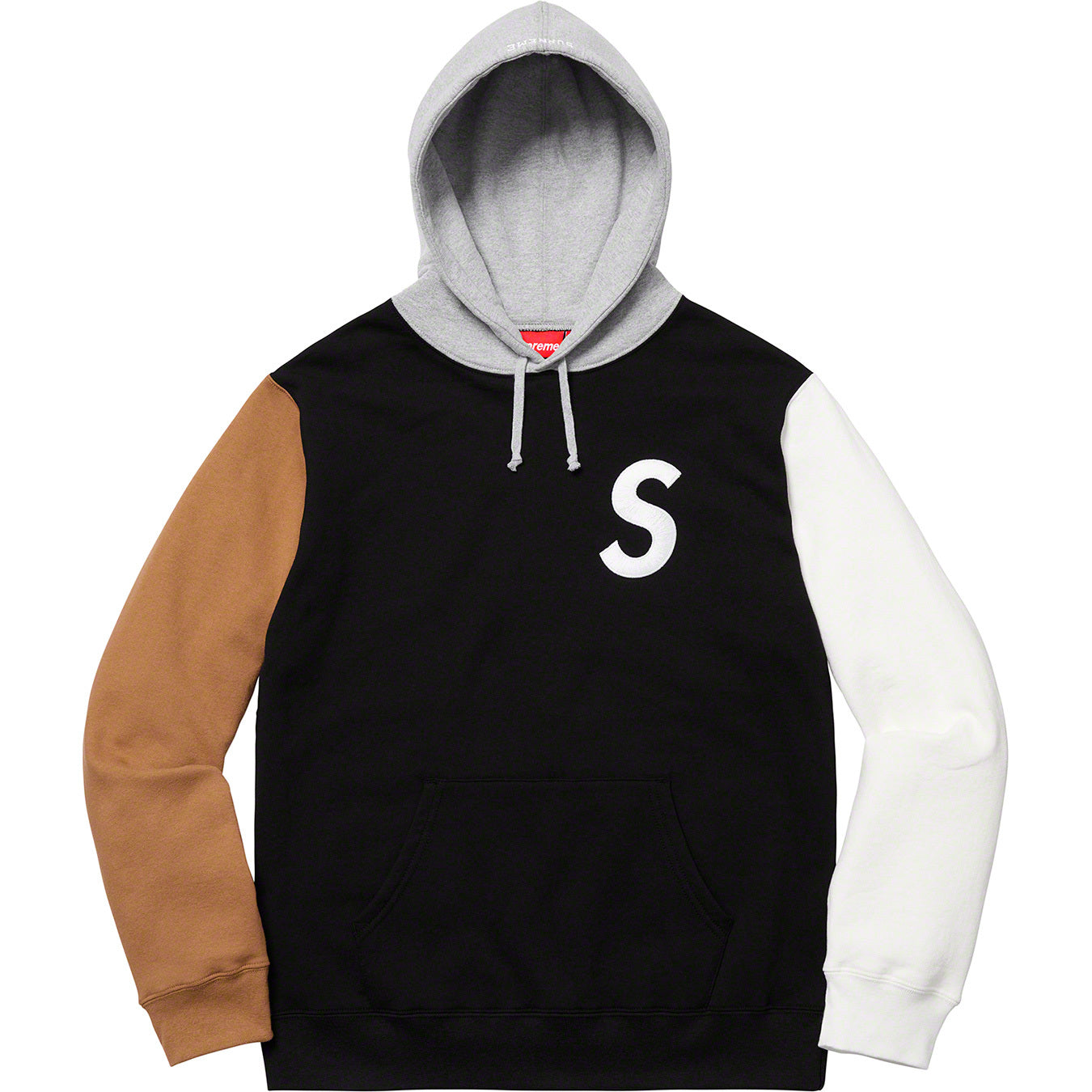 Supreme S Logo Colorblocked Hooded Sweatshirt - Black by Supreme in Clothing. Available at KershKicks for £400.00. A must-have for fans of Supreme looking to elevate their style with this Hoodie.