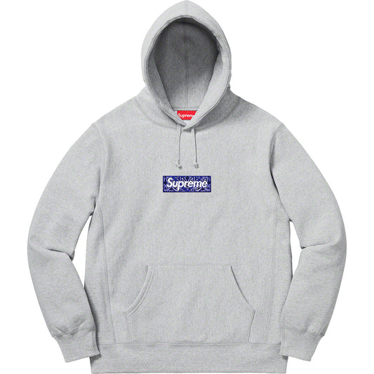 Supreme Bandana Box Logo Hooded Sweatshirt - Heather Grey from Supreme