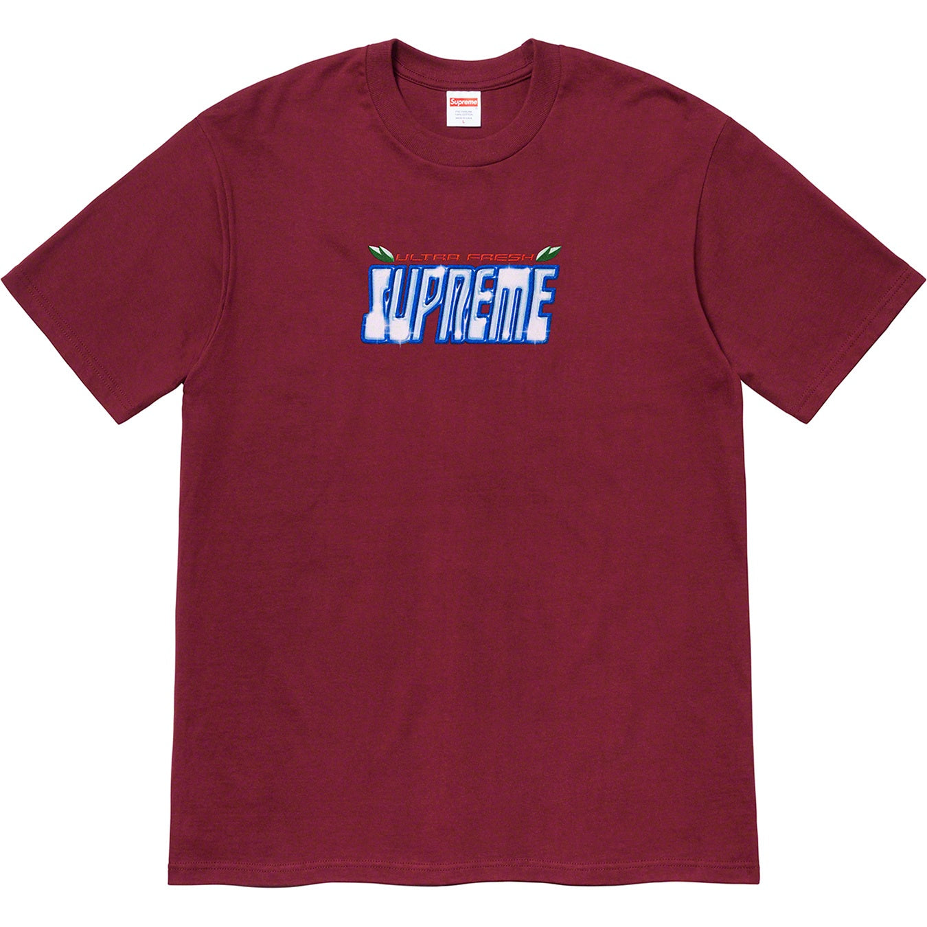 Supreme Ultra Fresh Tee - Burgundy by Supreme in . Available at KershKicks for £95.00. A must-have for fans of Supreme looking to elevate their style with this T-Shirt.