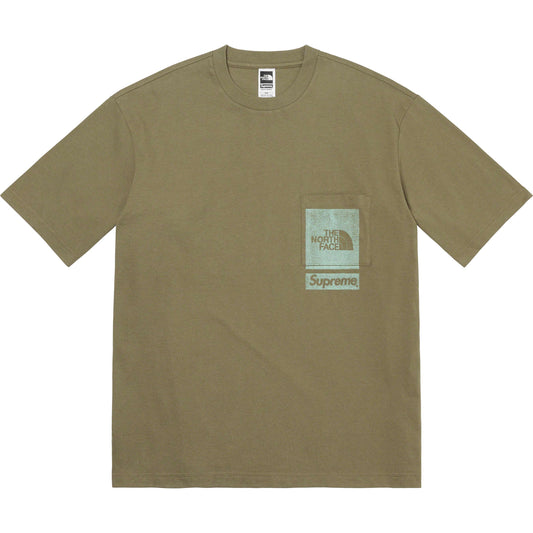 Supreme The North Face Printed Pocket Tee Olive by Supreme in Clothing. Available at KershKicks for £95.00. A must-have for fans of Supreme looking to elevate their style with this T-Shirt.