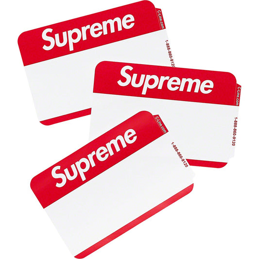 Supreme Name Badge Stickers (Pack Of 100) by Supreme in Clothing Accessories. Available at KershKicks for £30.00. A must-have for fans of Supreme looking to elevate their style with this Accessories.