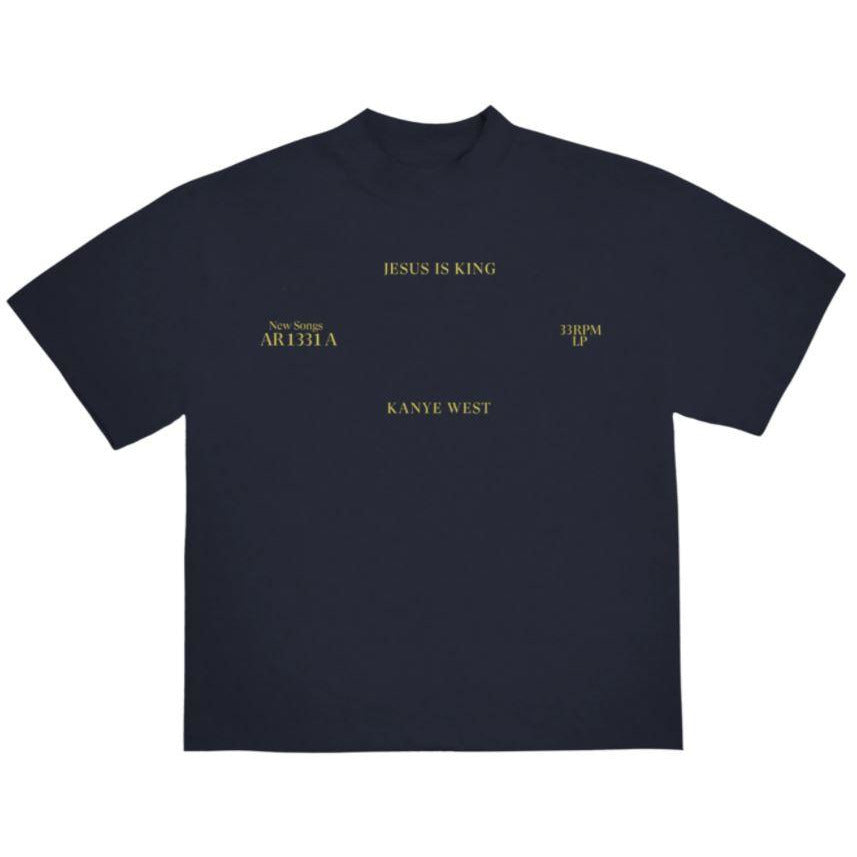Kanye West Jesus Is King Vinyl II T-Shirt Navy by Kanye West in . Available at KershKicks for £95.00. A must-have for fans of Kanye West looking to elevate their style with this T-Shirt.