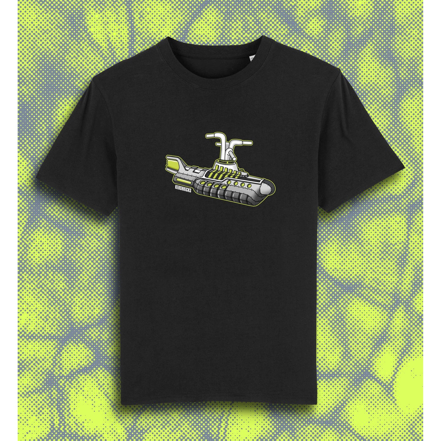 Neon Submarine Tee Black by KershKicks in Clothing. Available at KershKicks for £35.00. A must-have for fans of KershKicks looking to elevate their style with this T-Shirt.