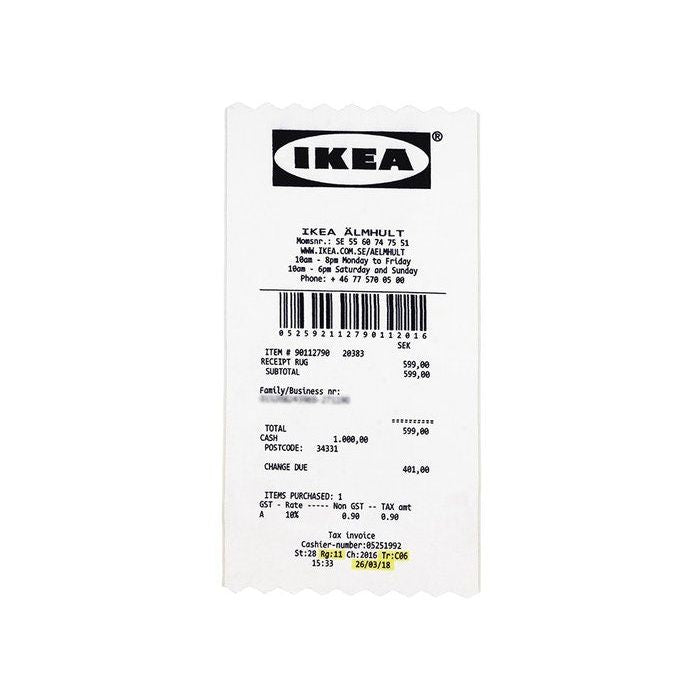 Virgil Abloh x IKEA MARKERAD "RECEIPT" Rug 201x89 CM White/Black by Off White in Clothing Accessories. Available at KershKicks for £400.00. A must-have for fans of Off White looking to elevate their style with this Accessories.