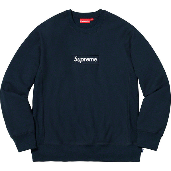Supreme Box Logo Crewneck FW18 Navy Supreme KershKicks