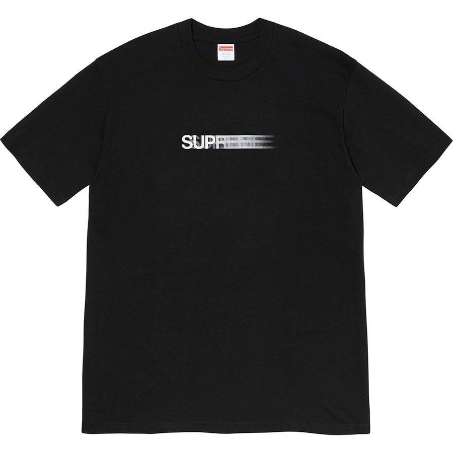 Supreme Motion Logo Tee (SS23) Black by Supreme in . Available at KershKicks for £85.00. A must-have for fans of Supreme looking to elevate their style with this T-Shirt.