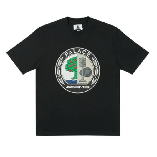 Palace AMG Emblem T-shirt Black by Palace in . Available at KershKicks for £150.00. A must-have for fans of Palace looking to elevate their style with this T-Shirt.