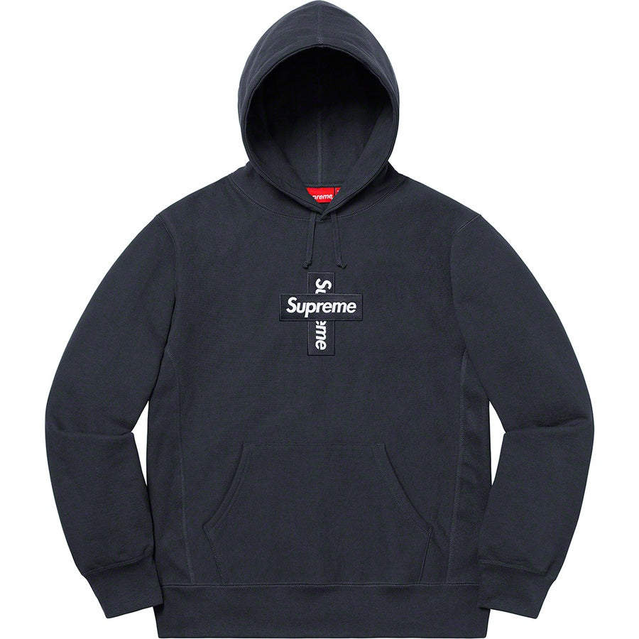 Supreme Cross Box Logo Hooded Sweatshirt Navy from Supreme
