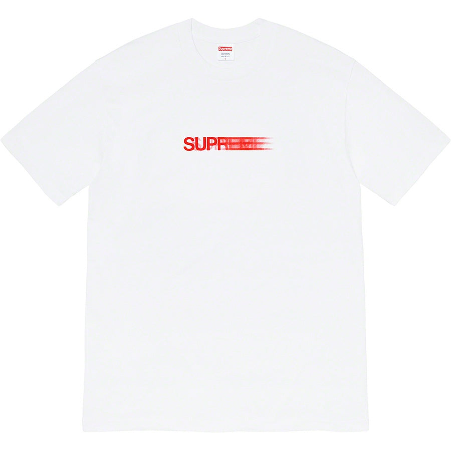 Supreme Motion Logo Tee - White by Supreme in . Available at KershKicks for £140.00. A must-have for fans of Supreme looking to elevate their style with this T-Shirt.