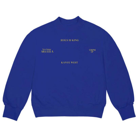 Kanye West Jesus Is King Vinyl I Crewneck Blue by Kanye West in . Available at KershKicks for £200.00. A must-have for fans of Kanye West looking to elevate their style with this T-Shirt.