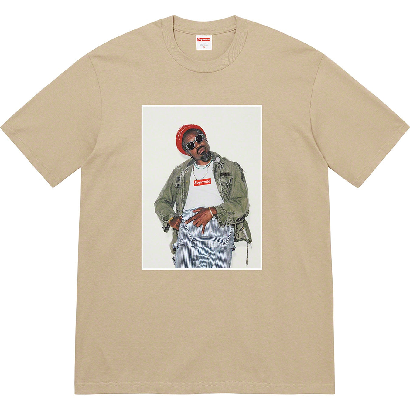 Supreme Andre 3000 Tee - Stone by Supreme in . Available at KershKicks for £95.00. A must-have for fans of Supreme looking to elevate their style with this T-Shirt.