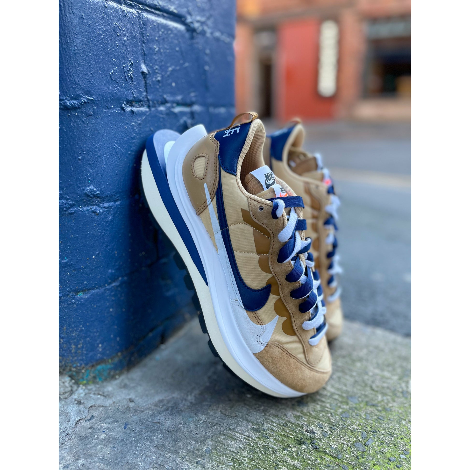 Nike Vaporwaffle sacai Sesame Blue Void by Nike in Shoes. Available at KershKicks for £600.00. A must-have for fans of Nike looking to elevate their style with this Shoes.