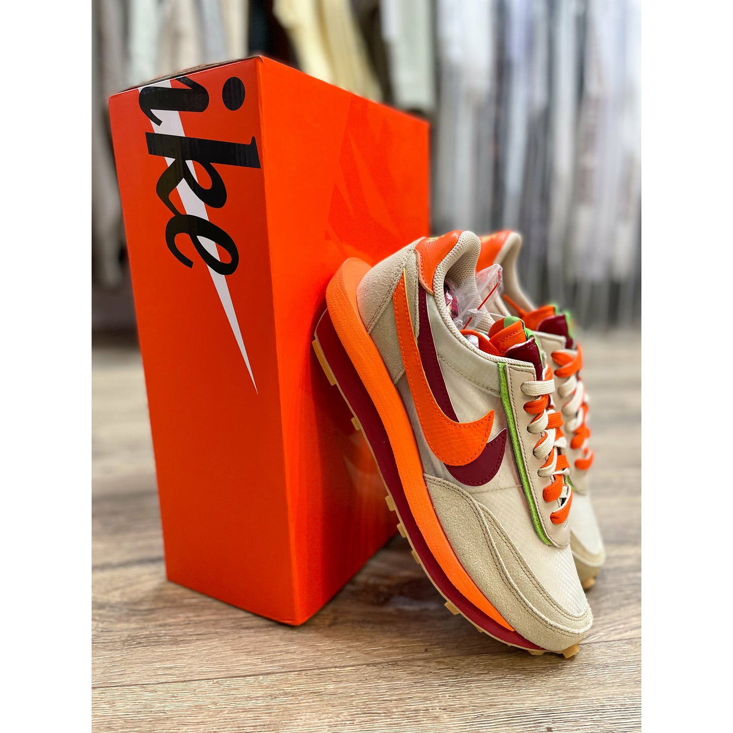 Nike LD Waffle Sacai CLOT Net Orange Blaze by Nike in Shoes. Available at KershKicks for £185.00. A must-have for fans of Nike looking to elevate their style with this Shoes.