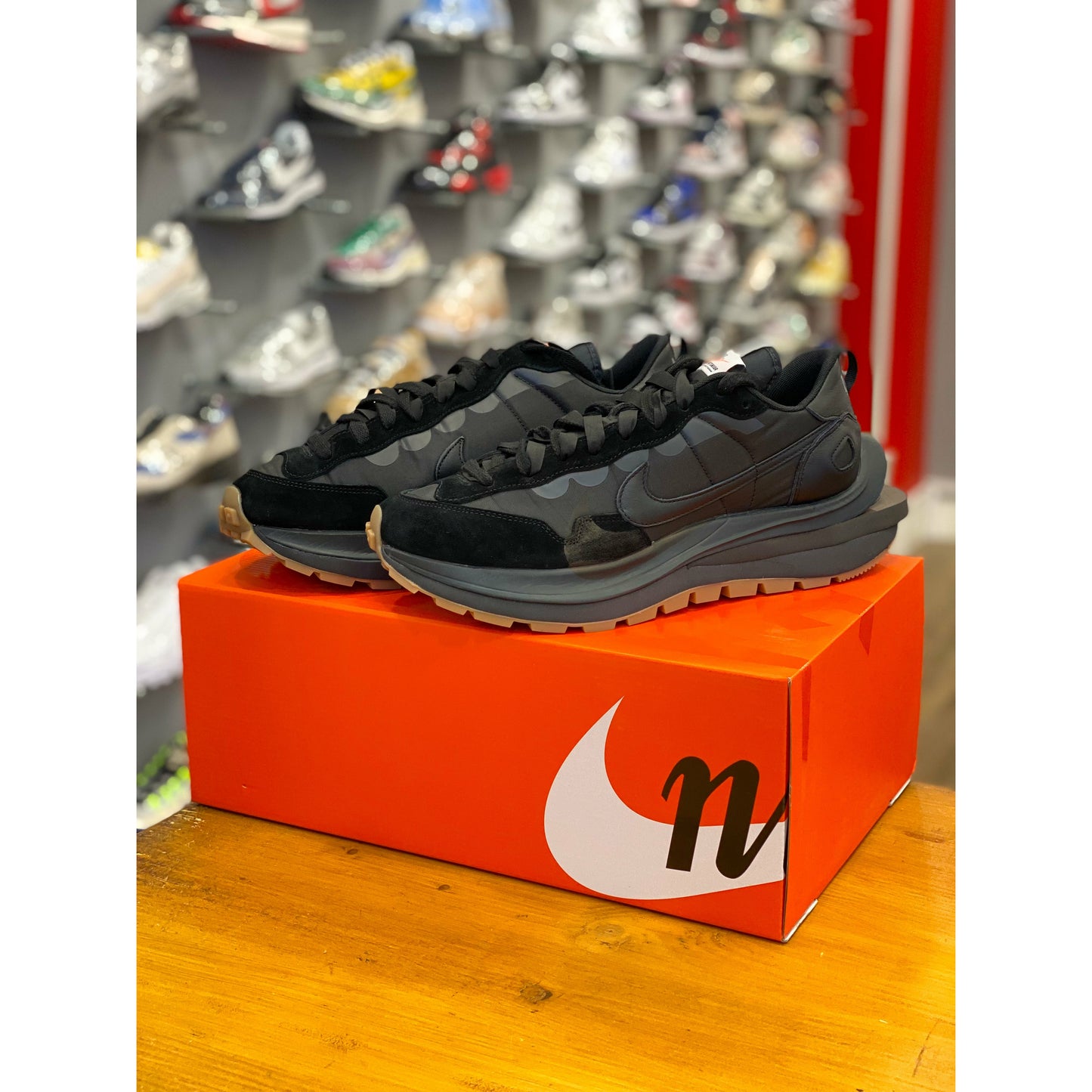 Nike Vaporwaffle Sacai Black Gum by Nike in Shoes. Available at KershKicks for £450.00. A must-have for fans of Nike looking to elevate their style with this Shoes.