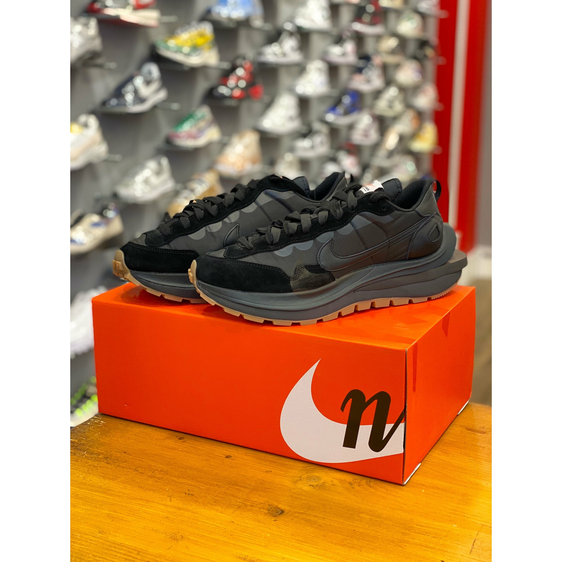 Nike Vaporwaffle Sacai Black Gum by Nike in Shoes. Available at KershKicks for £450.00. A must-have for fans of Nike looking to elevate their style with this Shoes.