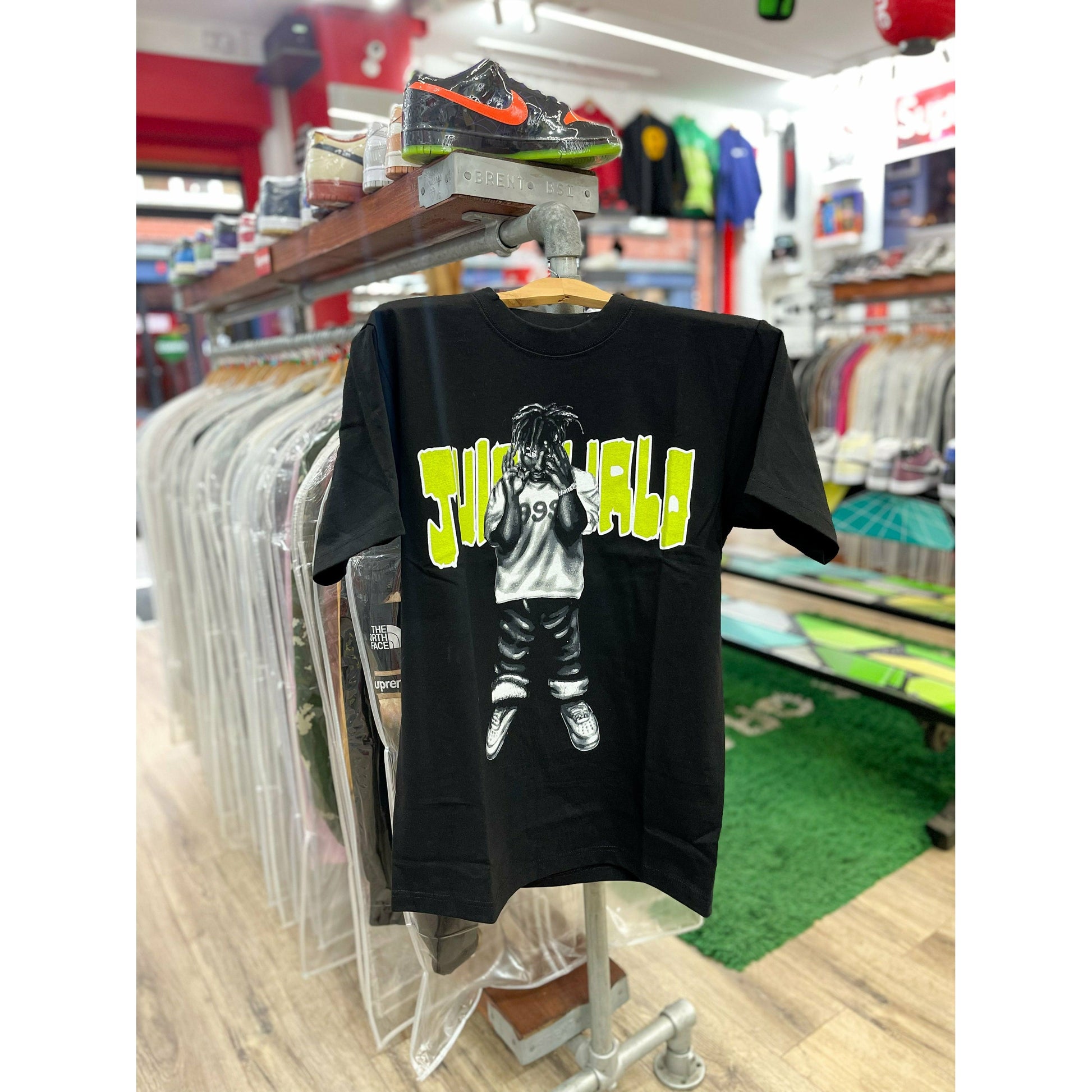 Juice Wrld x Vlone MOTY Man of the Year T-shirt Black/Green by Vlone in Clothing. Available at KershKicks for £120.00. A must-have for fans of Vlone looking to elevate their style with this T-Shirt.